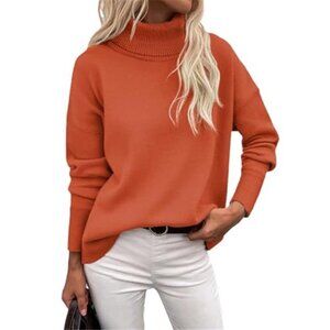 Women's Turtleneck Sweater 2026 Fall Winter Chunky Knitted Pullover High Low